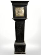 A George III carved and ebonised oak thirty hour longcase clock,