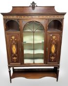 An Edwardian Sheraton Revival mahogany and satin wood inlaid display cabinet,
