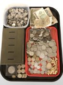 Quantity of British pre-decimal coins including a large quantity of post 1947 six pences, crowns,