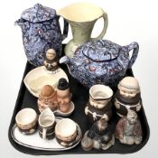 Ringtons chintz tea and coffee pots, West German cruets in the form of monks,