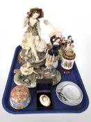 Two 19th century Staffordshire figures, continental bisque figures,