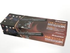 A Celestron Powerseeker 80EQ telescope, in box.