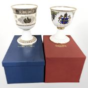 A Spode porcelain chalice commemorating the visit of Pope John Paul II 1982, number 101 of 5000,