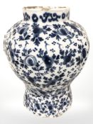 A 19th century Delft blue and white vase, height 23 cm.