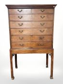 A Chinese Chippendale camphor wood secretaire cabinet on stand, 105 cm W x 54 cm D x 172 cm H.