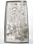 A quantity of pre-1947 sixpences, and a further 1918 threepence piece.