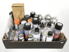 A quantity of spray paints, spray gun, etc.