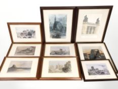 Several local prints after Jim Doran including Lindisfarne, Warkworth,