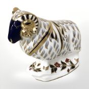 A Royal Crown Derby ram paperweight, height 14 cm.
