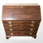 A George III mahogany fall front bureau, 99 cm W x 53 cm D x 103 cm H.