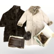 A lady's mink fur coat, hat, stoles, further coat with synthetic fur lining, etc.