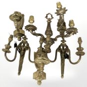 A group of gilt brass light fixtures