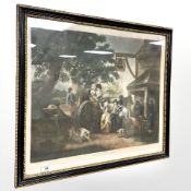 After George Morland : Return from market, a mezzotint engraving, 58 cm x 50 cm.