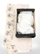 A Durham quilt and other lace / linen items.