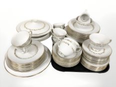 Approximately seventy four pieces of Royal Doulton Fairfax tea and dinner porcelain