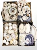 A large quantity of assorted tea china, dinner ware, Willow pattern plates,