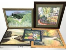 Ten assorted A Quellie oil on canvas landscapes,