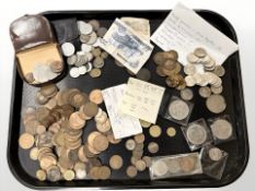 Victorian and later coins and banknotes, some silver pieces,