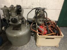 A Sterling Mk III air compressor and hoses etc