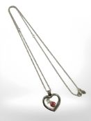 A Pandora 'Floating heart' pendant on silver chain in original retail box