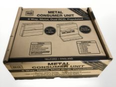 A 6-way metal consumer unit in box