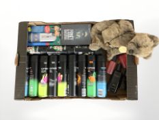 Four Ted Baker body sprays, twelve Lynx body sprays, Charlie teddy bear,