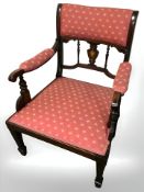 An Edwardian mahogany and satinwood inlaid chair