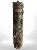 A deeply carved oak wall panel depicting an Eastern gentleman wearing a turban, length 40 cm.