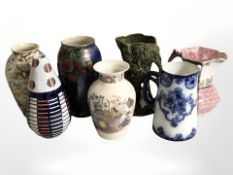 Seven various vases and jugs including Mailing, etc.