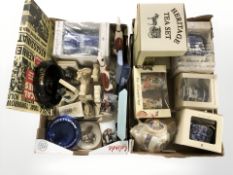 Several pairs of bookends, Ringtons caddies and tea pots, Guinness ash tray, etc.