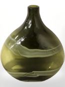A 20th century green art glass vase,