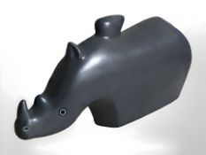An Arabia Finland earthenware figure of a rhinoceros, length 23 cm.