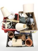 Assorted table lamps, kitchen storage jars,