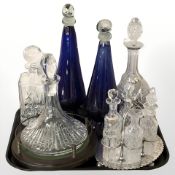 A crystal cruet on EPNS stand, Edinburgh Crystal ship's decanter on galleried stand,