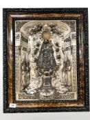 A continental metal relief work panel depicting angels, overall 50 cm x 60 cm.