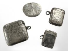 Three antique silver vesta cases together with a small silver pill box (4) CONDITION