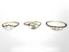 Three 9ct yellow gold dress rings set wth semi precious stones (3) CONDITION REPORT: