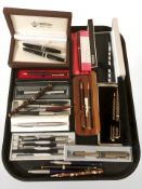 A collection of pens including Parker, Regal,