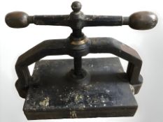 A Victorian cast iron book press,