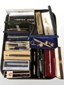 A collection of pens including Papermate, Sheaffer,