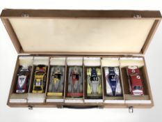 A group of die cast electric racing cars including Hornby, Spirit and Scalextric.