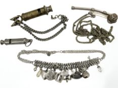 A Metropolitan whistle by J Hudson & Co, together with Bosun's whistle,