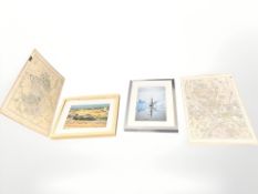 Two antique hand coloured maps depicting Newcastle and Gateshead, Leicestershire and Rutlandshire,