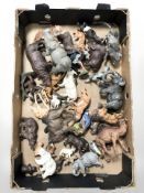 A group of vintage plastic children's animal figures.