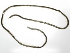 A 9ct yellow gold flat link necklace (af), length 50 cm. CONDITION REPORT: Broken.