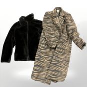 A Biba tiger stripe-patterned lady's coat and a Marks & Spencer jacket