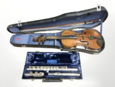 An early 20th century violin with two piece 14