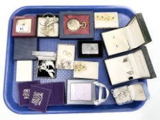 A group of costume jewellery, silver earrings, pocket watch, Zippo lighter,