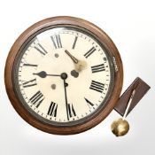 A mahogany circular station timepiece, 12