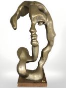 A heavy plaster modernist bust of a lady, labelled 'Made in Canada', height 56 cm.